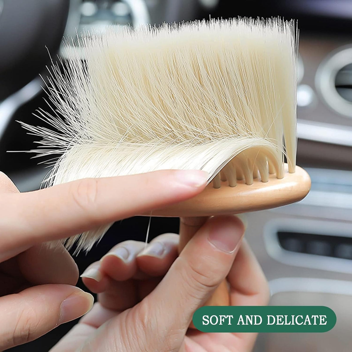 High Density Ultra Soft Detail Brush Kit - Automotive Interior Cleaning Tool with Soft Hair, Wooden Handle, Deep Cleaning for Keyboards, Laptop, Sofa and Dusting (B-1PC) - view 3