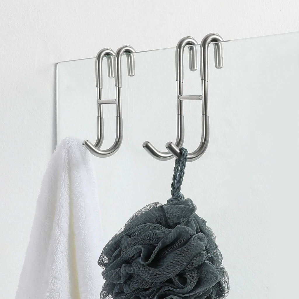12-inch shower squeegee set, includes shower door hook and adhesive hook, squeegee for shower doors, mirror and window, silver - view 7