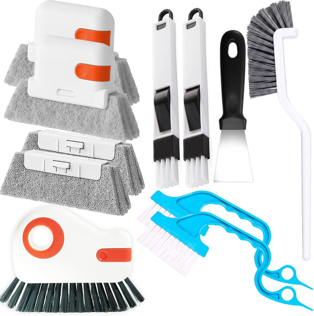 Window Sill Cleaner Tool - 14 Pcs Magic Door Window Track Cleaning Tool Kit | Sliding Door Track Cleaner Groove Crevice Cleaning Brush for Door/Sill/Corners/Sinks/Shutter/Tile/Blinds - view 8