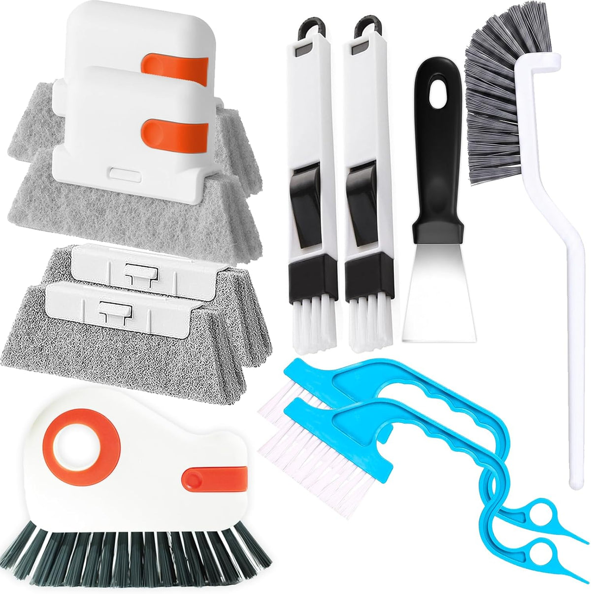 Window Sill Cleaner Tool - 14 Pcs Magic Door Window Track Cleaning Tool Kit | Sliding Door Track Cleaner Groove Crevice Cleaning Brush for Door/Sill/Corners/Sinks/Shutter/Tile/Blinds - view 8