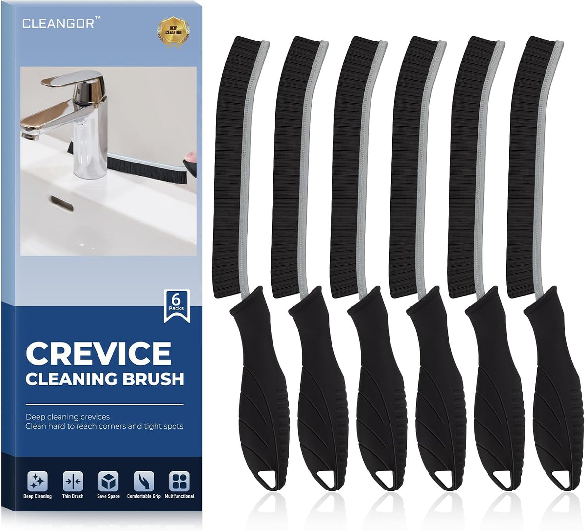 Crevice Cleaning Brushes, Cleaner Scrub Brush Tool for Crevice | Hard to Reach Tight Space, Home Essentials, Cleaning Supplies for Shower, Bathroom, Kitchen, Toilet, Window