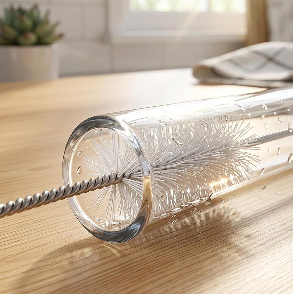 Straw brush cleaner (10 pack), flexible nylon pipe tube cleaning brushes with 0.4" bristles, rust-proof stainless steel reusable straw washers for standard tumblers, bottles & teapot spouts 8.2 inch - view 6