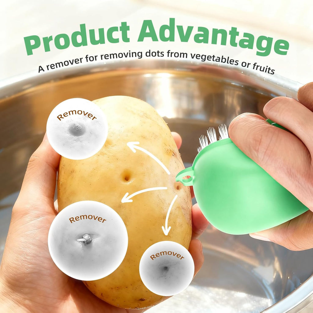 Vegetable Brush, Black Stiff Bristles Brush & White Soft Bristles | Dishwasher Safe Ear-Hanging Veggie & Fruit Cleaning Brush for Potato, Mushroom, Carrot, Lemon, Egg - view 3
