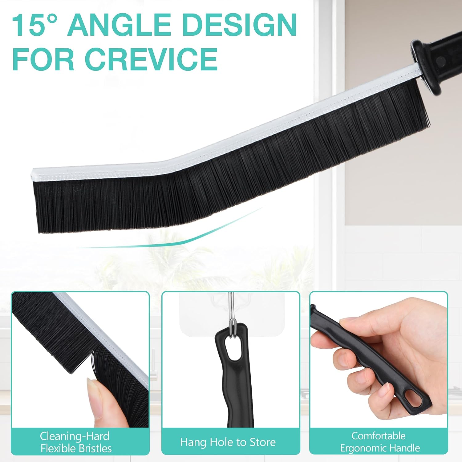 12pcs grout brush set, hard bristle crevice & baseboard tool | Crevice cleaning tool designed to reach tight spaces between tiles, sinks, cabinets and baseboards with ease - view 2