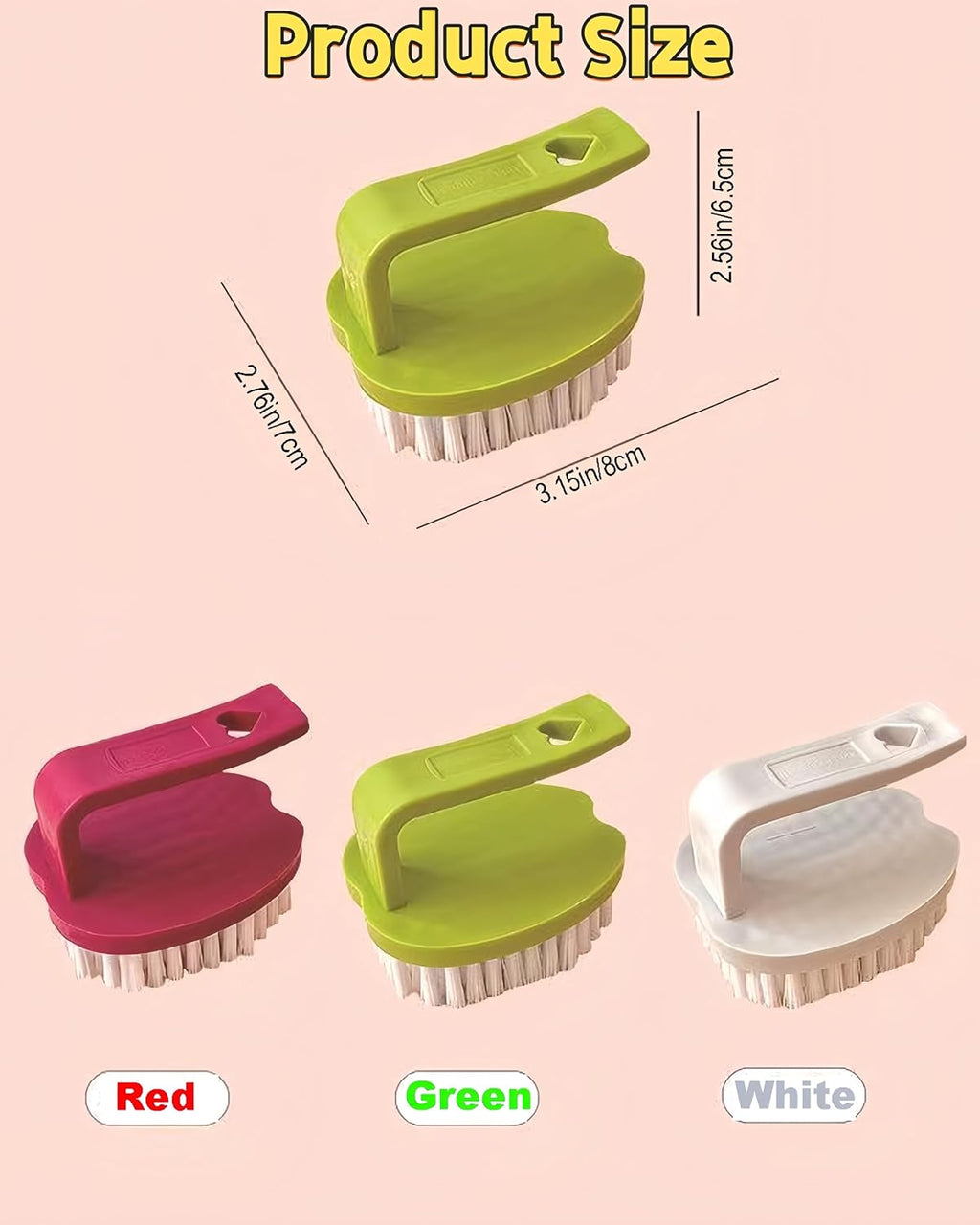 Vegetable Scrubber Brush -2 Pack Fruit and Vegetable Brushes Stiff Bristles | Vegetable Brush Scrubber for Food,Veggie Wash Brush,Vegetable Cleaner Brush for Fruits,Potatoes,Carrots & Firm Produce - view 3