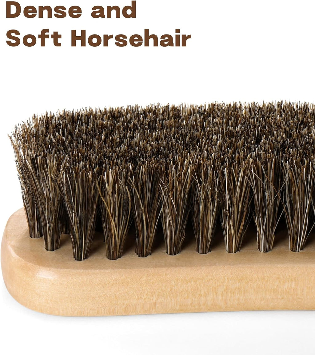 Cowboy Hat Brush Horsehair Cleaning Brush for Felt Hats Wool Suede Clothes | 100% Horsehair, Removes Dust, Lint, Pet Hair for Coats Suits Shoes Furniture Brim Edges Seams, with Wood Handle, Storage Bag - view 3