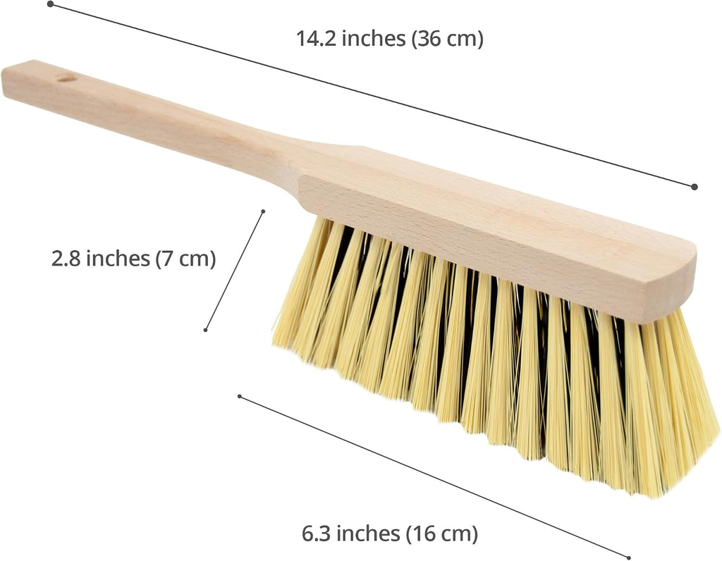 Cleaning Brush, 14.2'' Hand Broom with Medium-Soft Bristles, Wooden Handle, Multi-Purpose Dusting Brush for Home and Professional Use - view 2