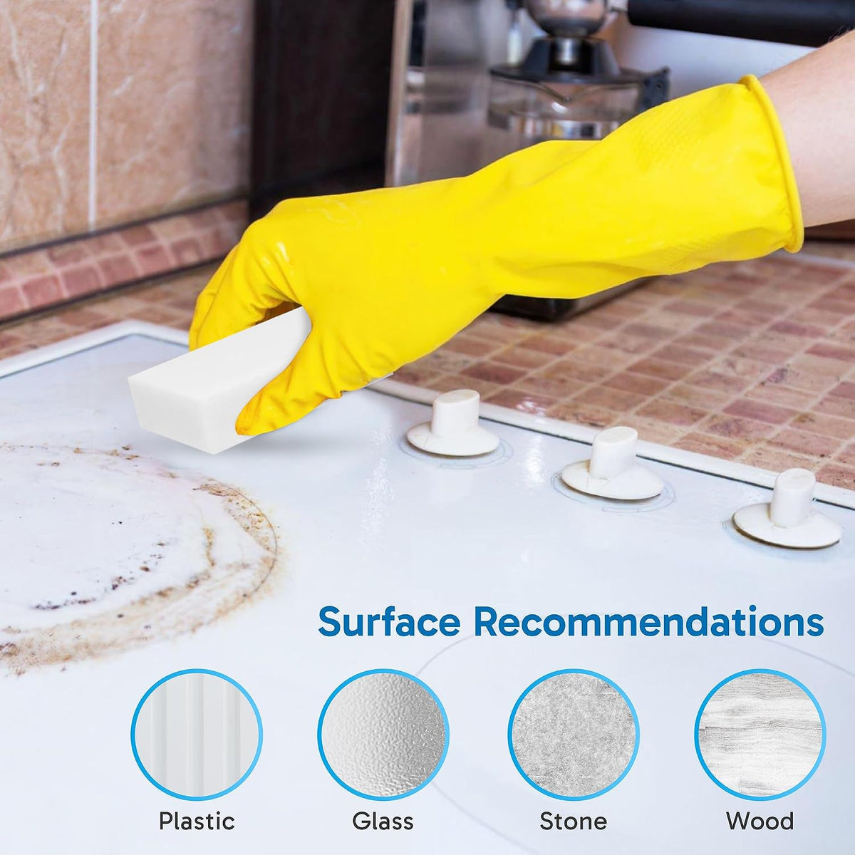 (100 Pack) Extra Large Eraser Sponge – Extra Thick, Long Lasting Magic Melamine Cleaning Sponges in Bulk – White Foam Pads for Walls, Kitchen, Bathroom, Floor & Baseboard Cleaner - view 6