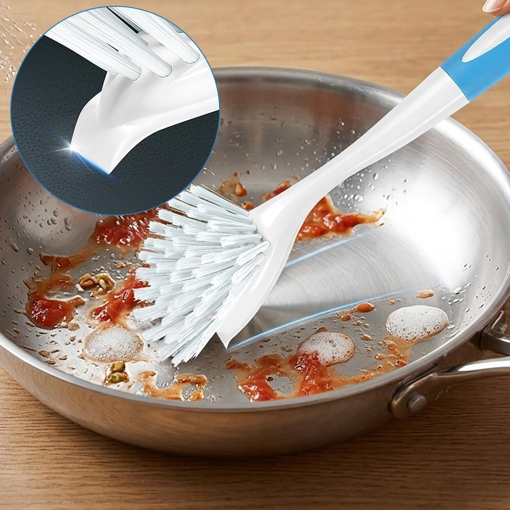 Dish brush with firm & stiff bristles for kitchen scrubbing, 2-pack, dish scrubber for pots pans sink cleaning, long comfortable grip, durable build for long-lasting - view 4