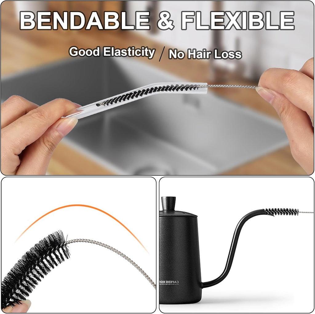 12 pcs straw cleaner brushes set, 8.2 inch nylon cleaning brush, black tube cleaner brushes for tumbler, sippy cup, water bottles, hummingbird feeders, pipes, sink drain & pet waterers - view 4