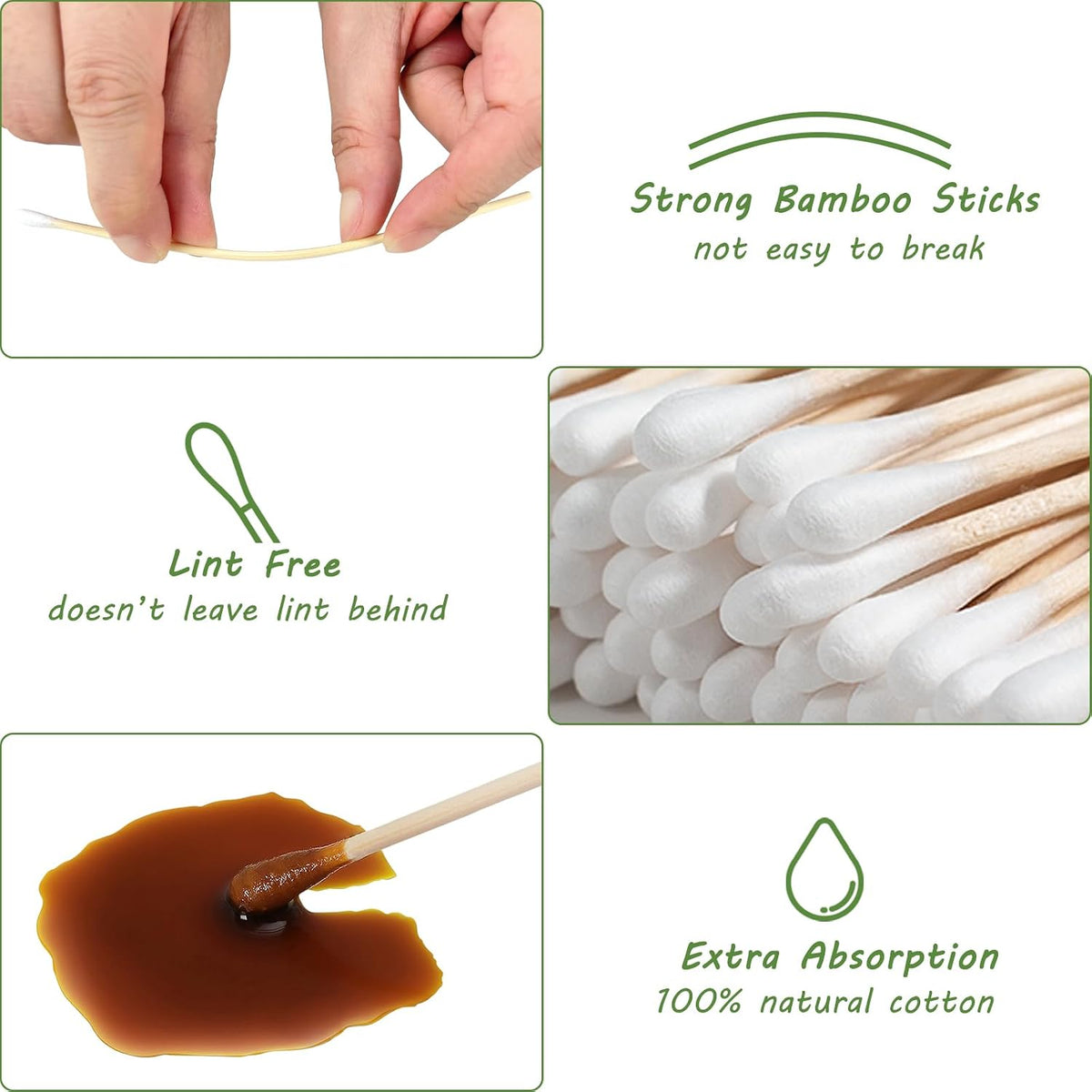 Long cotton swabs, 6 inch FSC certified bamboo sticks, 400 pcs | Sturdy, lint-free, non sterile cotton tipped applicators for dog ear cleaning, gun maintenance, electronics, case included - view 3