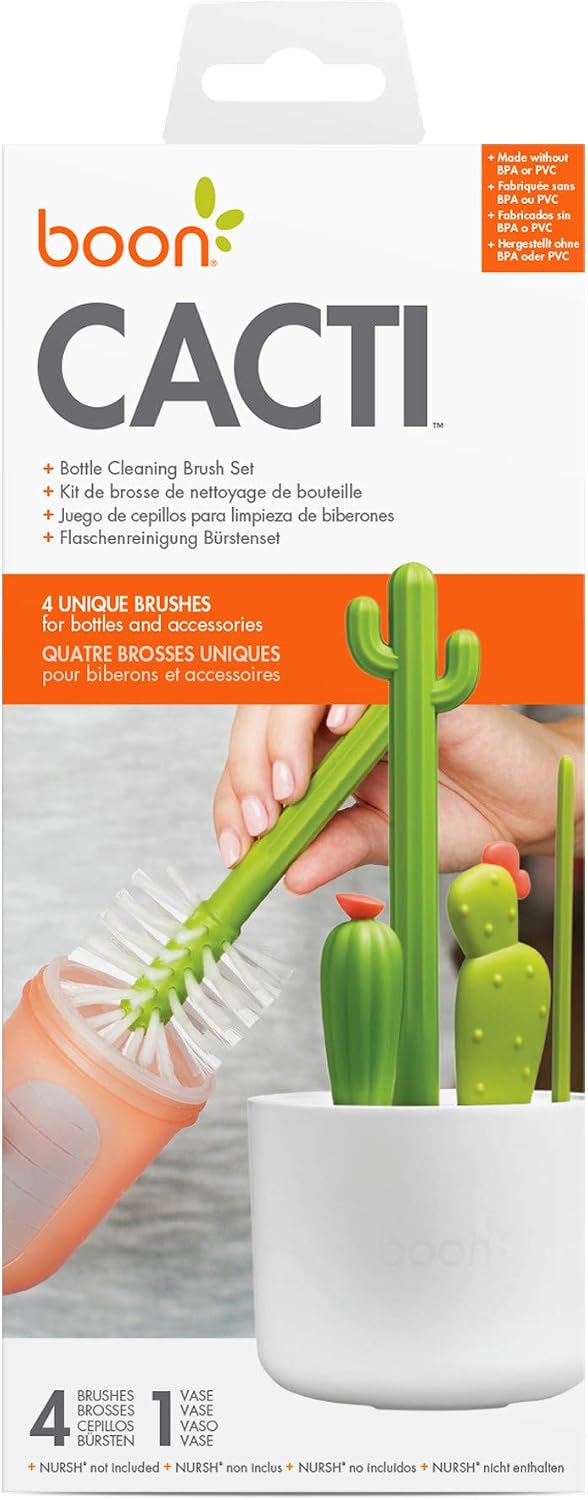 Cacti Bottle Cleaning Brush Set - Includes Bottle Brush, Nipple Brush, Detail Brush, and Straw Brush - Baby Bottle Brush Set for Bottle Drying Rack - Baby Essentials - 4 Count - view 8