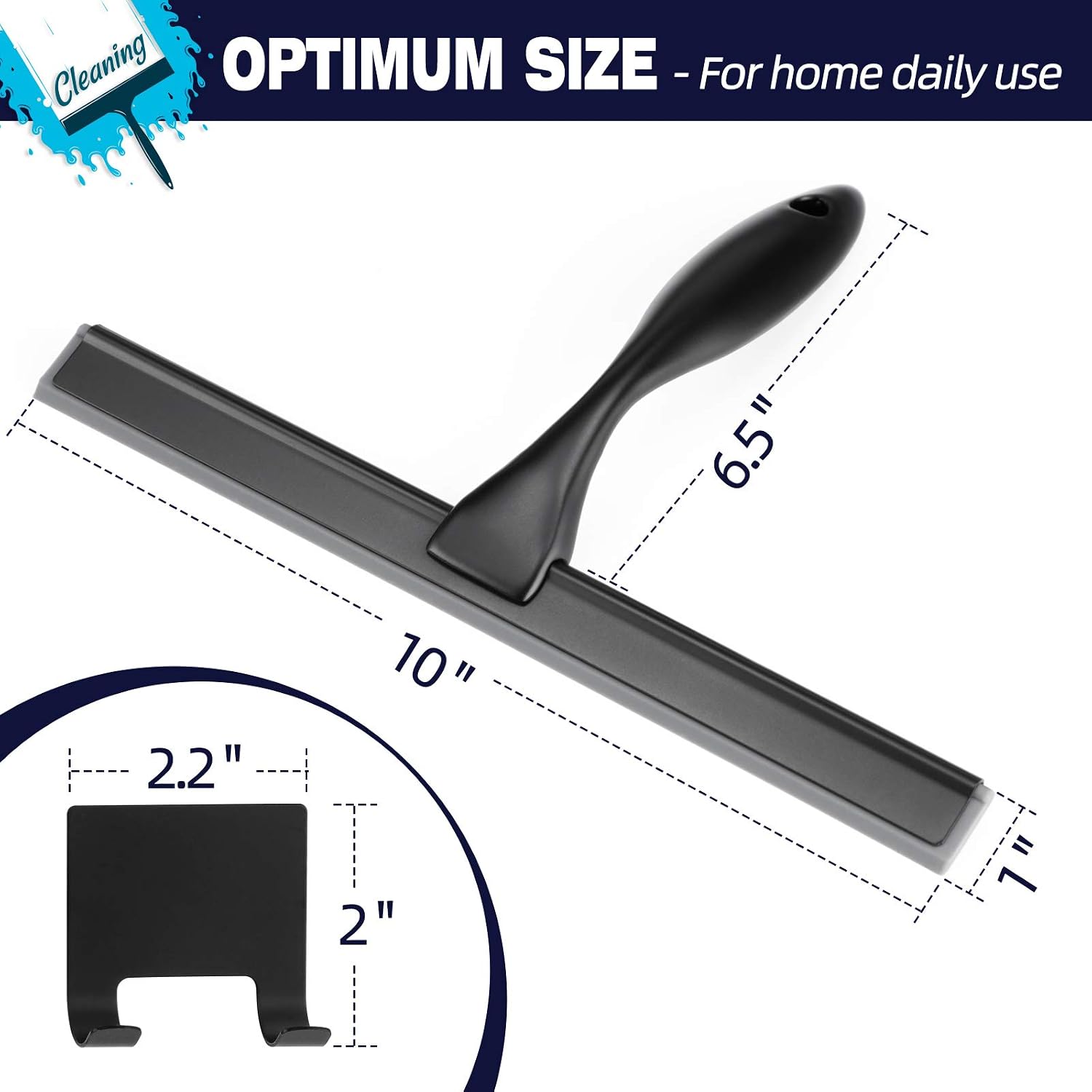Shower squeegee, 10-inch matte black squeegee, all-purpose stainless steel squeegee for bathroom, shower doors, mirrors, tiles and car windows - 100% streak free - view 2