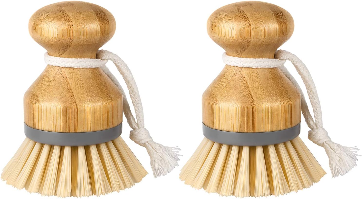 Bamboo Palm Brush, Dish Scrub Brush, Bamboo Dish Brush, Pack of 2 | Scrub brush for dishes, pans, pots, kitchen sink cleaning, palm scrubber, palm scrub brush, dish scrubber
