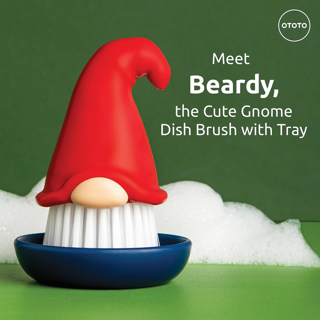 Gnome Dish Brush with Handle - Cleaning Brush, Vegetable Brush, Dish Scrub, Gnome Handle, Unique Kitchen Gadgets, Funny Kitchen Tools, Useful Gifts for Women (Beardy Red) - view 3