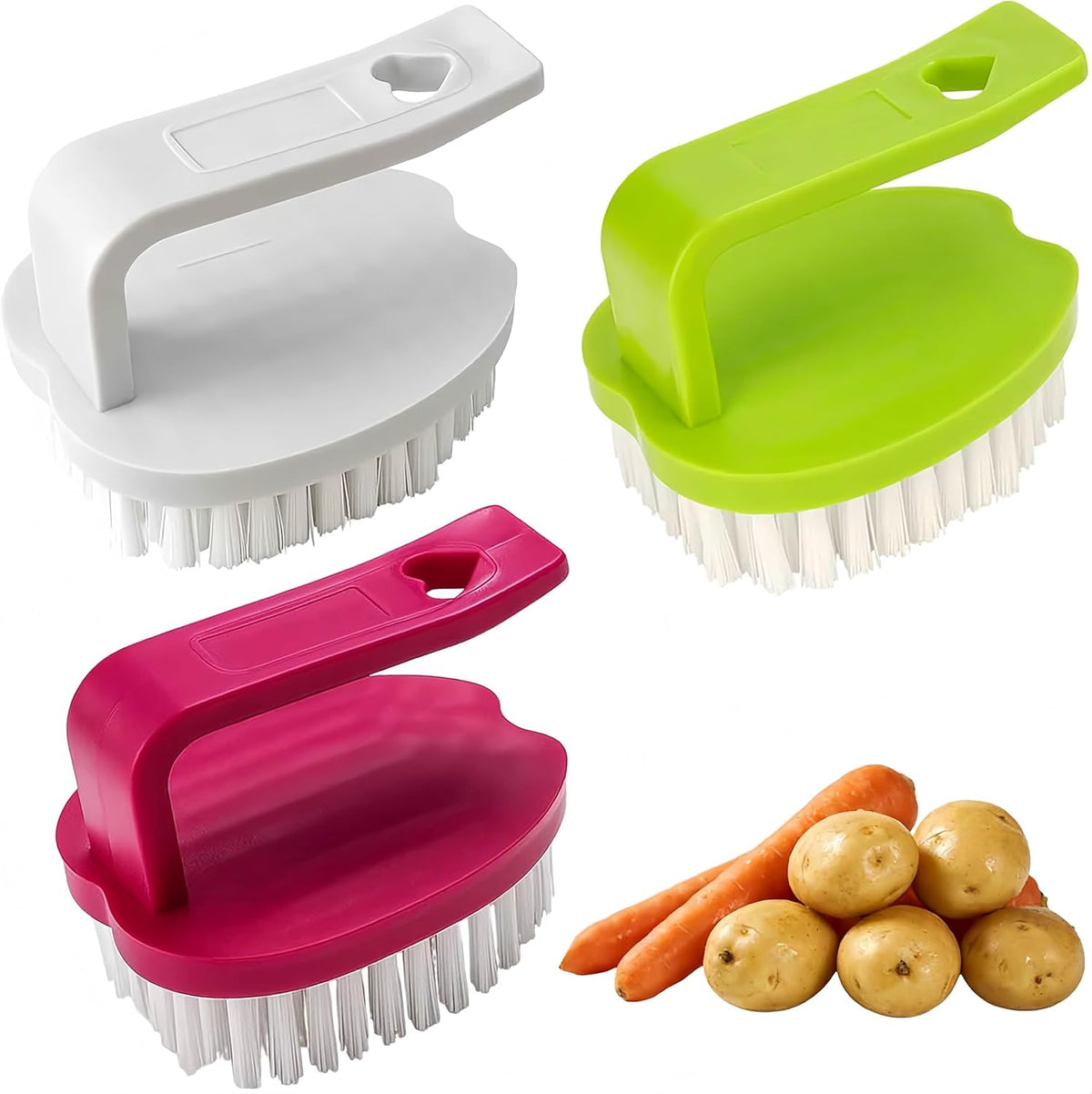 Vegetable Scrubber Brush -2 Pack Fruit and Vegetable Brushes Stiff Bristles | Vegetable Brush Scrubber for Food,Veggie Wash Brush,Vegetable Cleaner Brush for Fruits,Potatoes,Carrots & Firm Produce