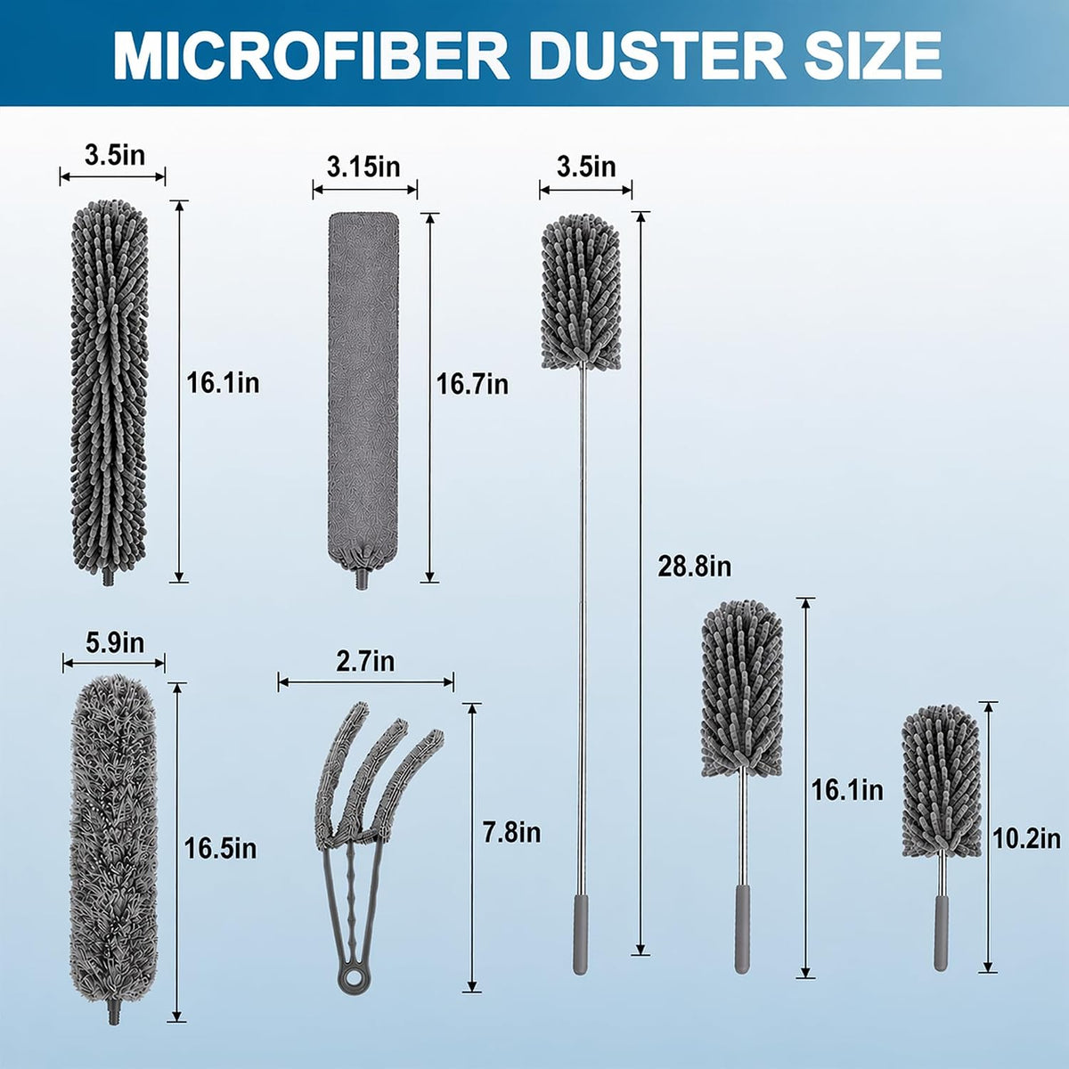 Microfiber feather duster, duster with extension pole 30-100 inches, ceiling fan cleaner duster retractable gap dust brush cleaner for cleaning cobweb, high ceiling, blinds - view 3