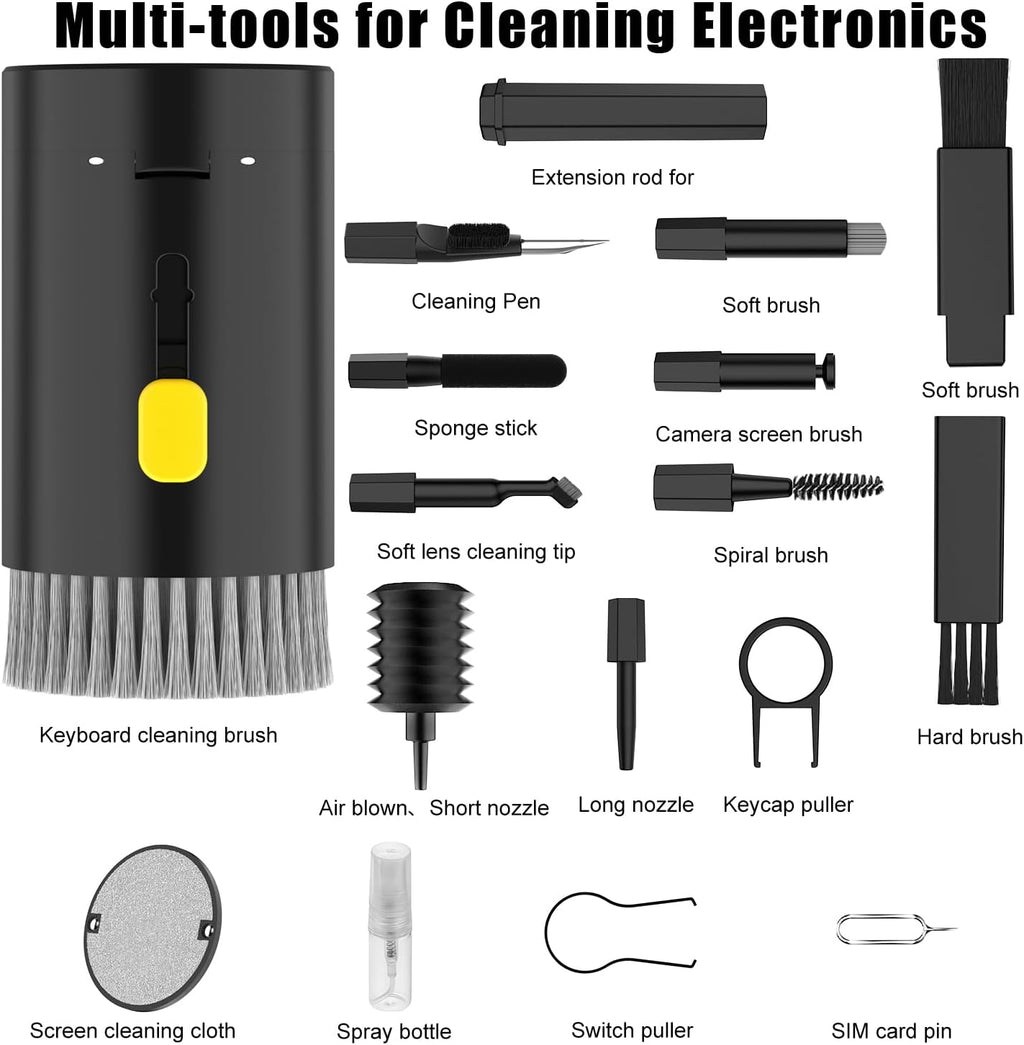 20 in 1 multifunctional cleaner kit for electronic devices (black), keyboard cleaning brush, headphones cleaner kit for airpods, multi-tool for cleaning laptop, earbuds, camera, cellphones - view 7