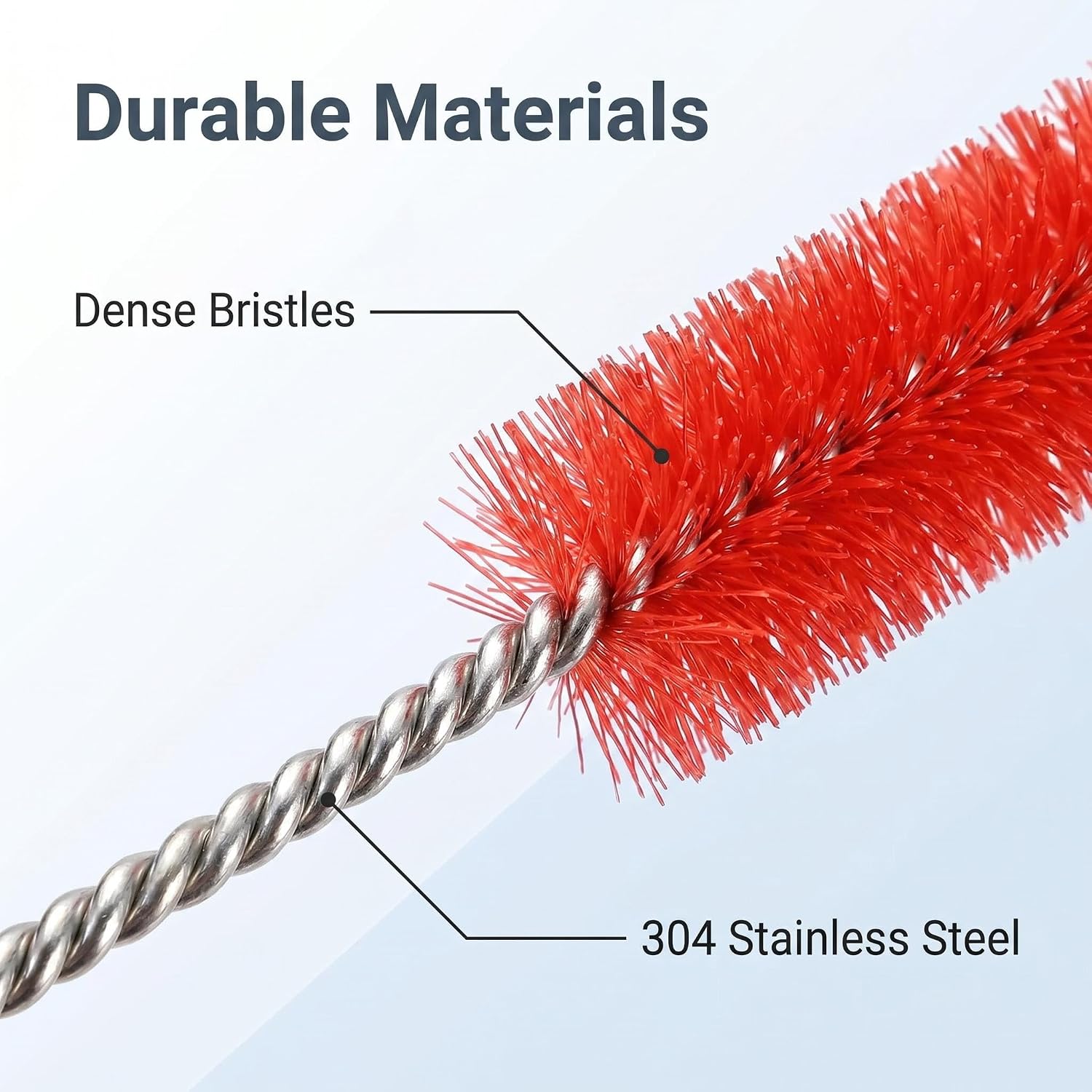 Straw cleaner brush, reusable metal handles straw cleaner brush extra long for mug 40, 30, 20 oz, 10mm wide for sippy cup, water bottle and tubes - view 3