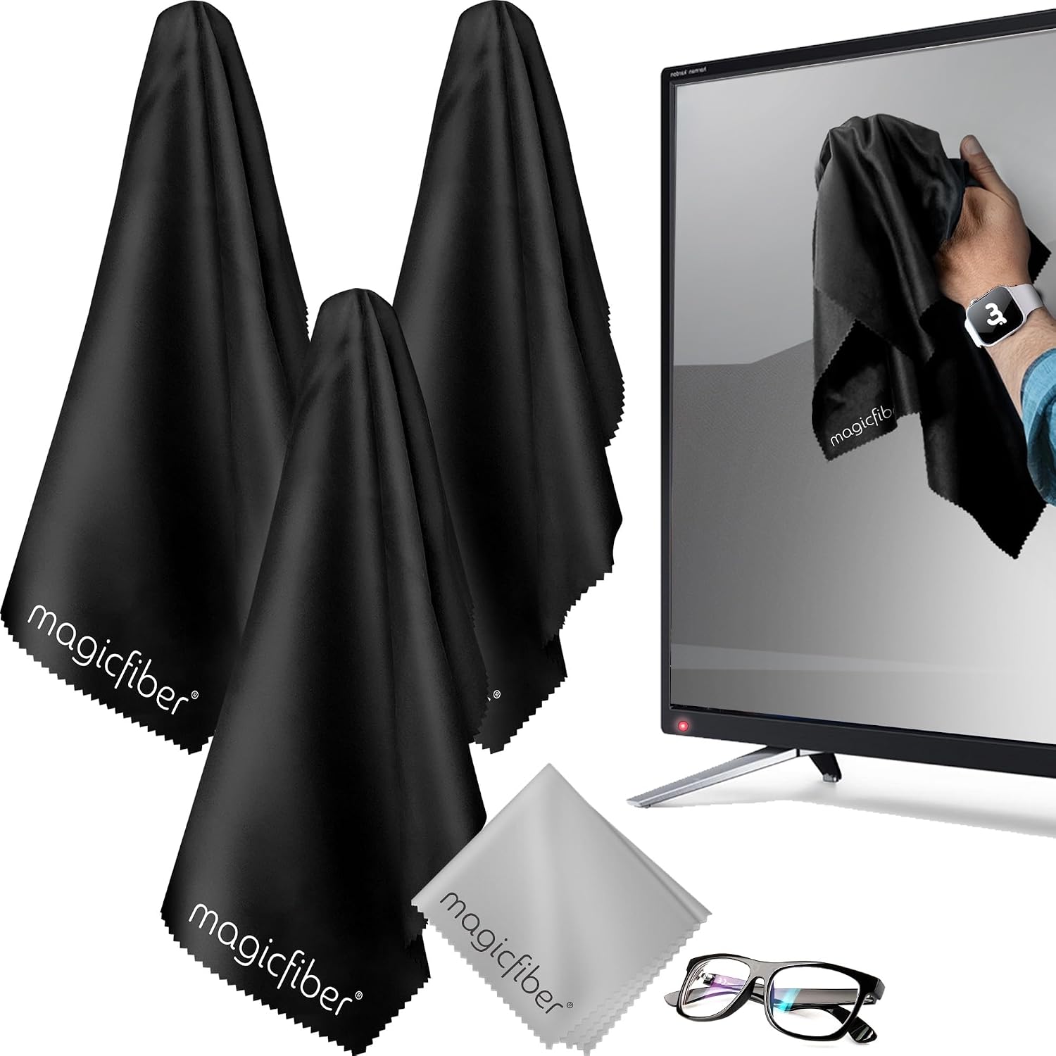 Extra Large Microfiber Cleaning Cloth for TV Screens & Monitors | Great for OLED, Computers, Laptops, Cars & Electronics, Eyeglass & Glasses Cleaner