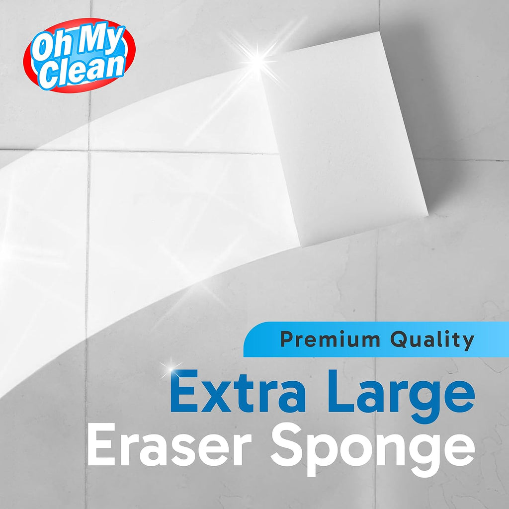 (100 Pack) Extra Large Eraser Sponge – Extra Thick, Long Lasting Magic Melamine Cleaning Sponges in Bulk – White Foam Pads for Walls, Kitchen, Bathroom, Floor & Baseboard Cleaner - view 2