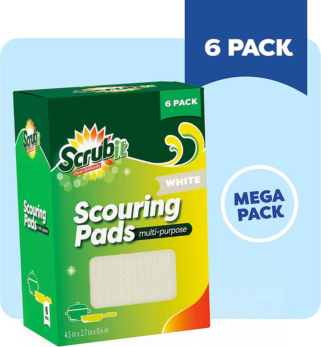 Multi-purpose scouring pad - non-scratch cleaning dobie pads for pots, pans, dishes, utensils & non-stick cookware - sponge scrubbers use for kitchen, bathroom & more (6 pack) - view 3