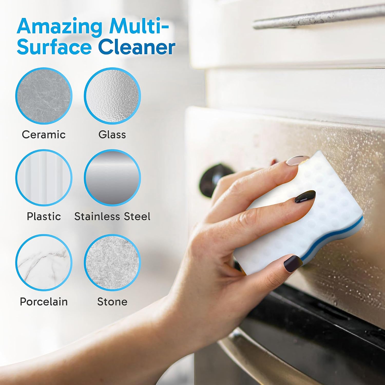 (100 Pack) Extra Durable Eraser Sponge – Extra Thick, Long Lasting Magic Melamine Cleaning Sponges in Bulk – Foam Pads for Walls, Kitchen, Bathroom, Floor & Baseboard Cleaner - view 6