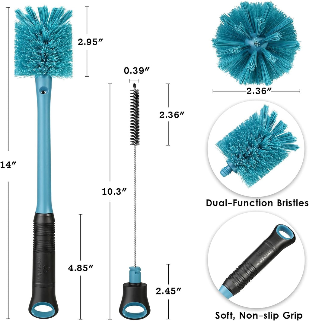 2-in-1 Bottle Brush and Straw Cleaner Brush, Smokey Blue, 1 Pack | Long Handle Water Bottle Scrubbing Brush for Water Bottles, Glasswares, Mugs, Flasks, Tumblers and Kitchen Sink - view 6