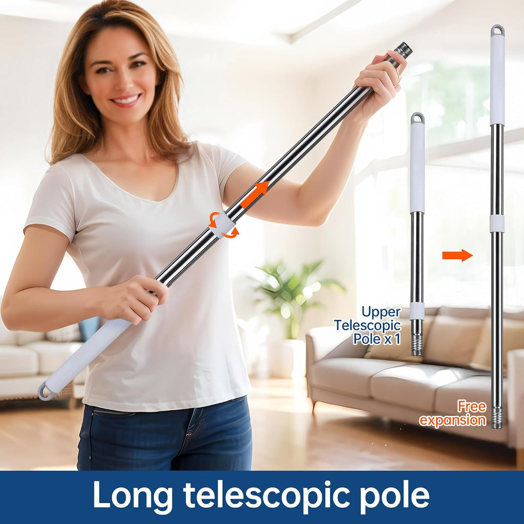 Wall Cleaner Mop with Long Handle, Dust Mop with 6 Reusable Pads | 3-in-1 Wall Duster with Extension pole, 58in Long Handle for Wall/Ceiling/Baseboard/Floors - view 3