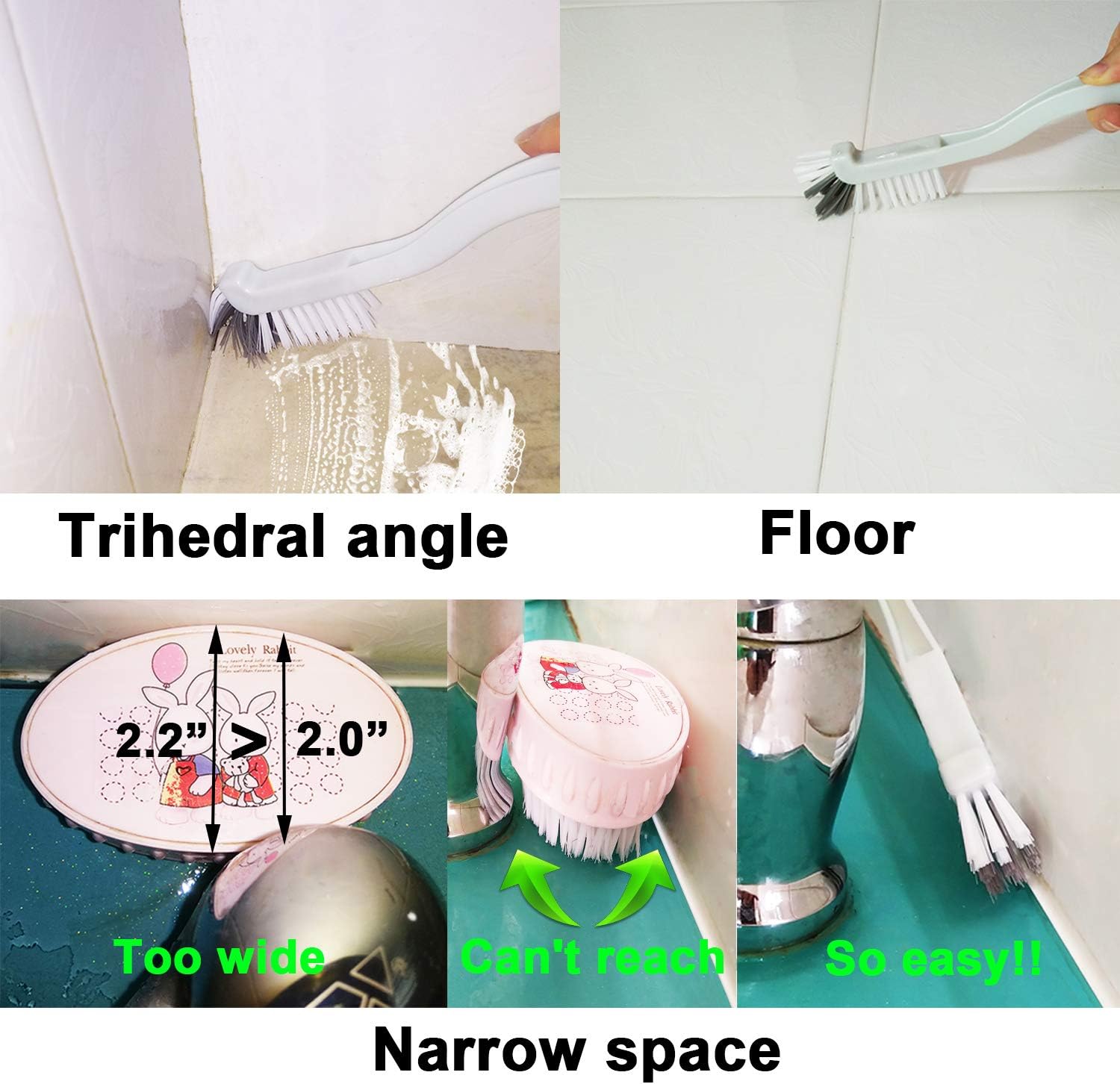 Cleaning Brush Shoe Kitchen Bottle Brush Sink Bathroom Household Dish Pot Pan Edge Corners Tile Lines Brush with Stiff Bristles - view 7