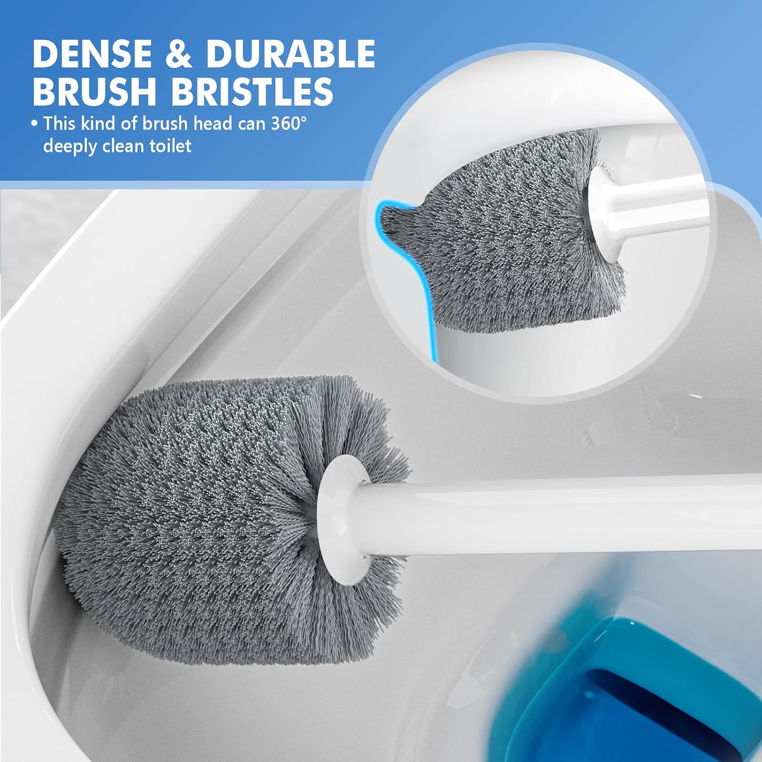 Toilet Plunger and Brush, Bowl Brush and Heavy Duty Toilet Plunger Set with Ventilated Holder, 2-in-1 Toilet Brush and Plunger Combo for Bathroom Cleaning (2 Pack, White) - view 4