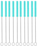 Long straw brush cleaner (10 pack), flexible nylon tube cleaning brushes with 0.4" bristles, rust-proof stainless steel wire washer for reusable tumblers, sports bottles & pipes (10 inch)