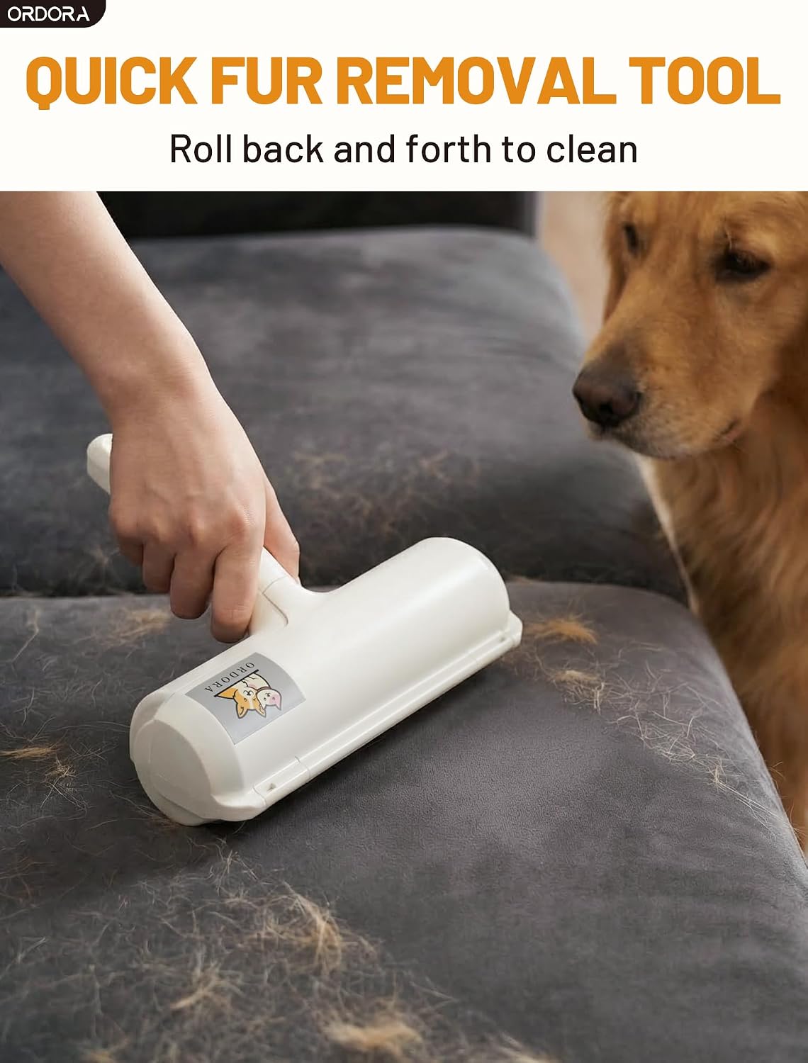 Pet hair remover roller, reusable lint roller for dog and cat hair, portable pet hair roller with large fur bin for couches, bedding, car, rugs & furniture, no refills or batteries, pet homes - view 2