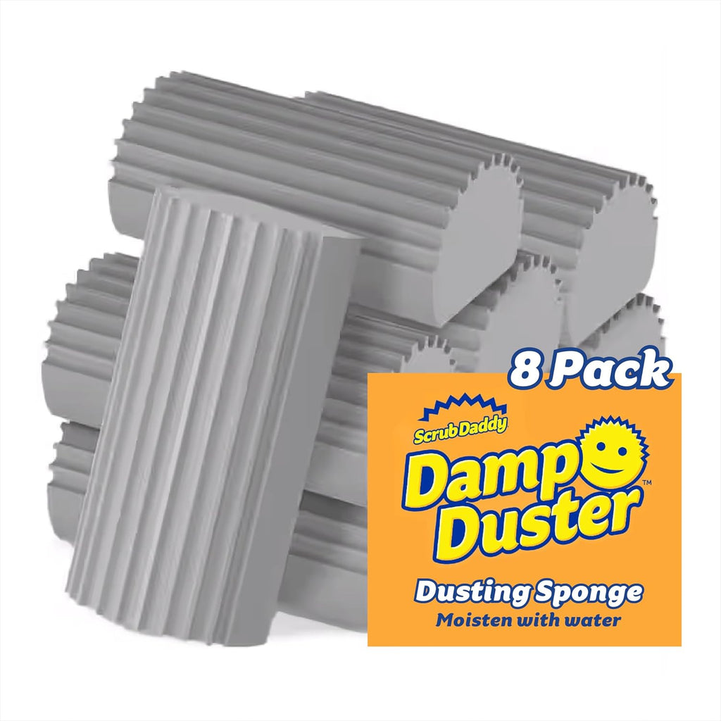 Damp Duster Dusting Sponges (8 Count) - Dust Remover for Household Cleaning - Duster for Vents, Railings & Blinds - Reusable Baseboard Cleaner