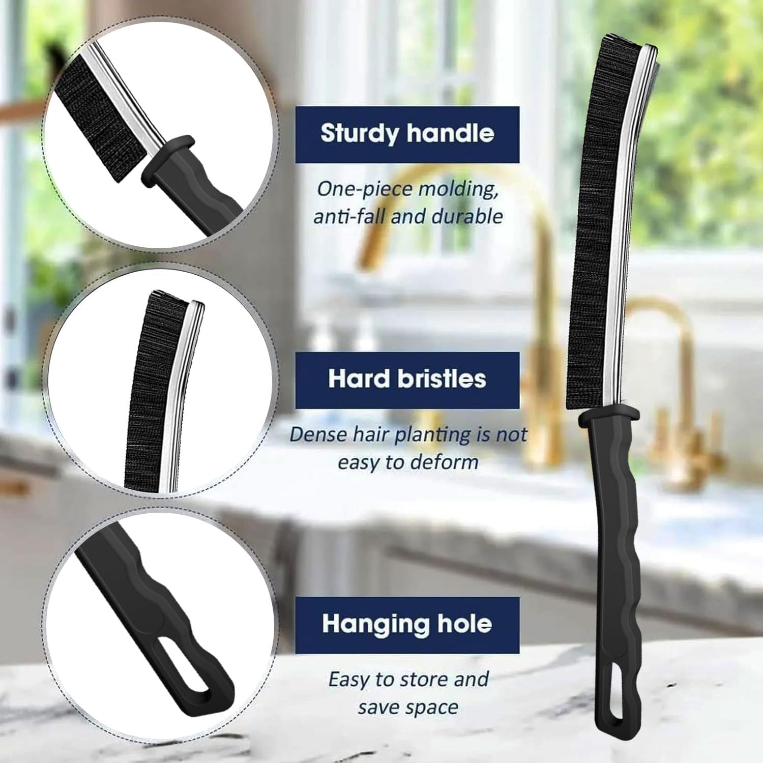 Crevice Cleaning Brush 12-Pack - Heavy Duty Hard Bristle Gap Brush for Deep Cleaning - Ultra-Thin Window Track Cleaning Tool for Shower Grout, Sliding Doors, Baseboards & Auto Detailing - view 2