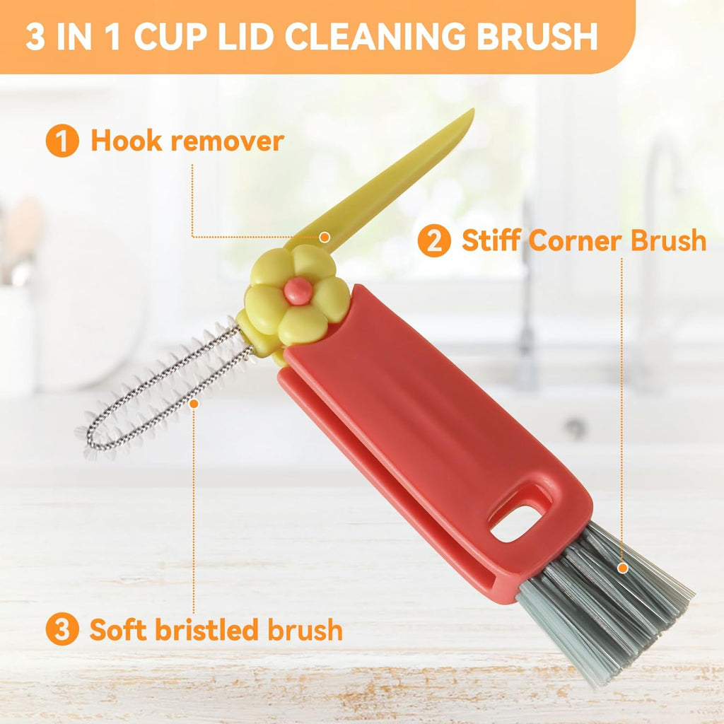 3 in 1 cup lid gap cleaning brush set, multifunctional bottle cleaning brush, cup lid gap cleaner, home kitchen crevice brush tools, multicolor - view 3