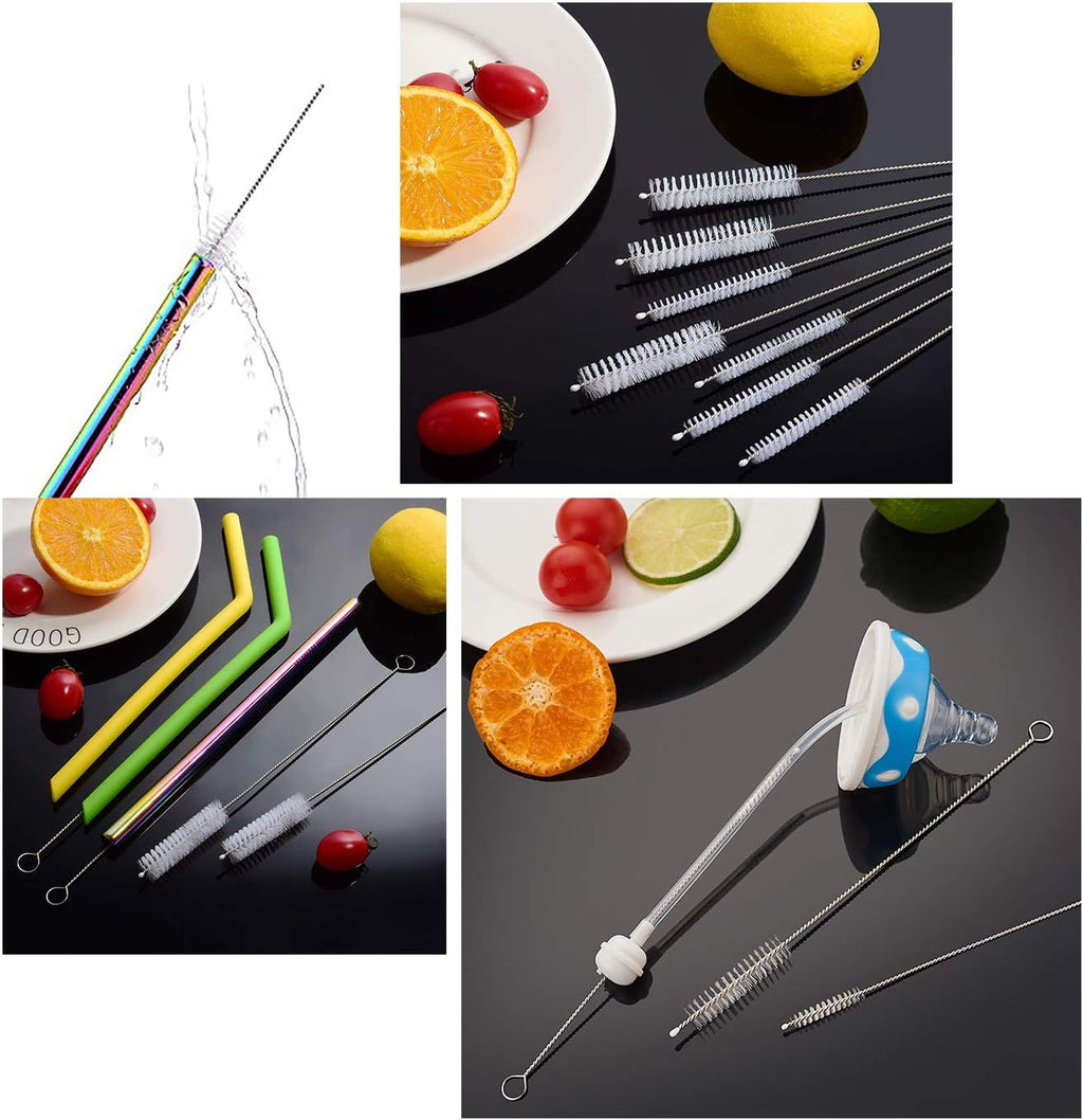 Straw brush cleaner (10 pack), flexible nylon pipe tube cleaning brushes with 0.4" bristles, rust-proof stainless steel reusable straw washers for standard tumblers, bottles & teapot spouts 8.2 inch - view 4