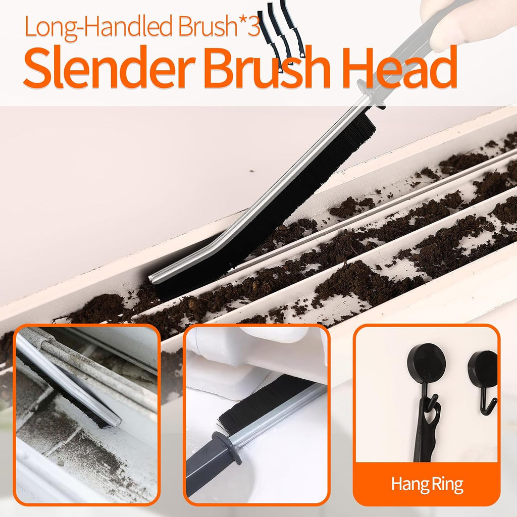 Window Sill Cleaner Tool - 14 Pcs Magic Door Window Track Cleaning Tool Kit | Sliding Door Track Cleaner Groove Crevice Cleaning Brush for Door/Sill/Corners/Sinks/Shutter/Tile/Blinds - view 6