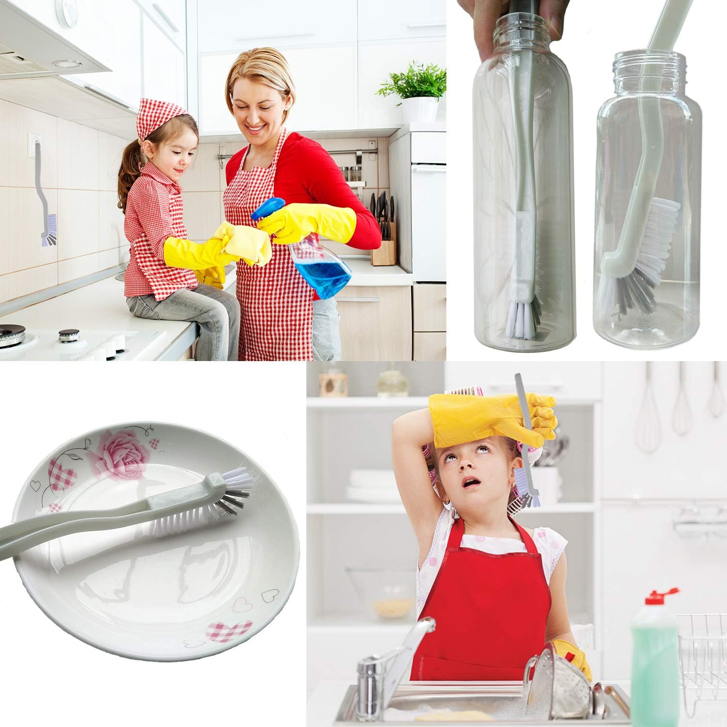 Cleaning Brush Shoe Kitchen Bottle Brush Sink Bathroom Household Dish Pot Pan Edge Corners Tile Lines Brush with Stiff Bristles - view 2