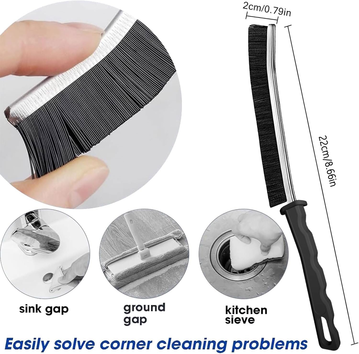 Crevice Cleaning Brush 12-Pack - Heavy Duty Hard Bristle Gap Brush for Deep Cleaning - Ultra-Thin Window Track Cleaning Tool for Shower Grout, Sliding Doors, Baseboards & Auto Detailing - view 5