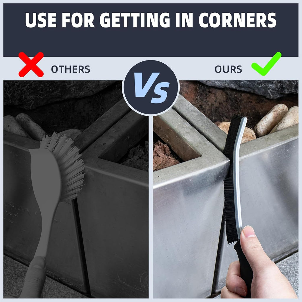 Hard Bristle Crevice Cleaning Brush - Home Cleaning Tools, Multi-Purpose Crevice Supplies for Kitchen, Bathroom, Toilet, Window, Vehicle, Faucets, Grout, Home (3, Black) - view 4