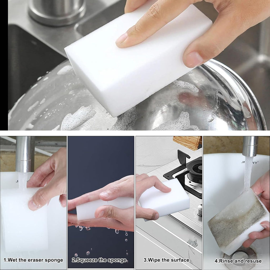 2X Density Magic Sponge Eraser,Multi-Functional Household Cleaning Kitchen Dish Sponge for Furniture,Extra Thick and Long Lasting Melamine Cleaning Sponges for Bathroom, Baseboard, Wall Cleaner (20) - view 2