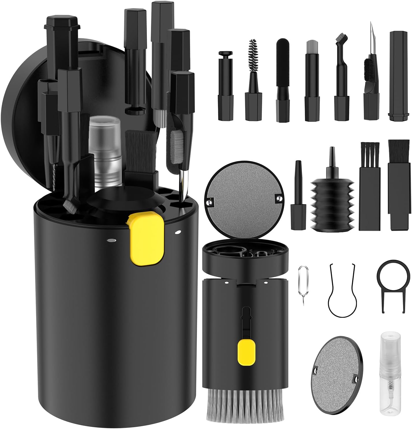 20 in 1 multifunctional cleaner kit for electronic devices (black), keyboard cleaning brush, headphones cleaner kit for airpods, multi-tool for cleaning laptop, earbuds, camera, cellphones