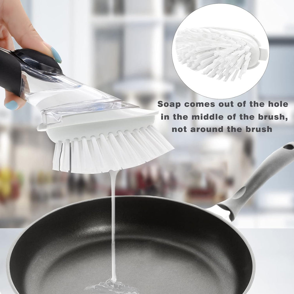 Brush refills for dish brush, 4 pack dish brush cleaning soap dispensing head replacement for scrubber (white) - view 3