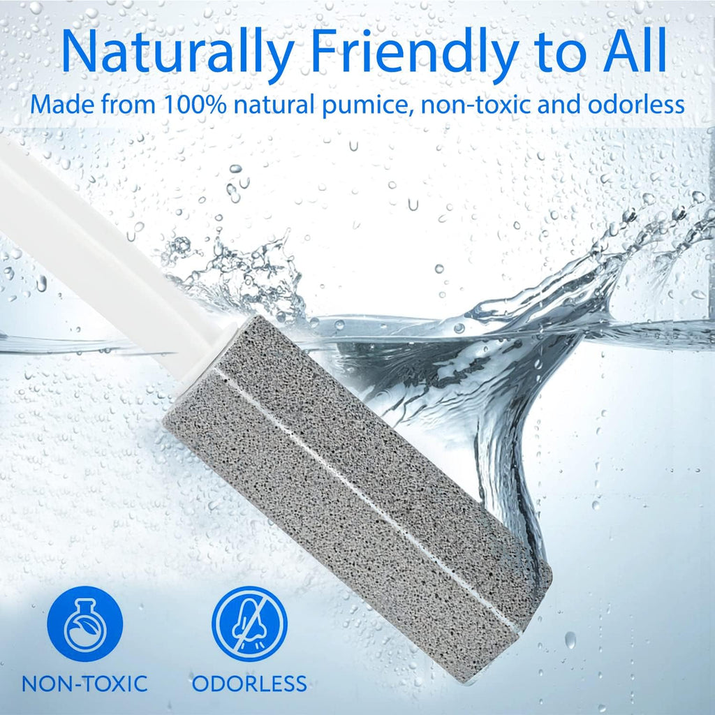 2 Pack pumice stone for toilet cleaning, extra long handle for removing bowl ring, pool, bathroom, toilet brush - view 8
