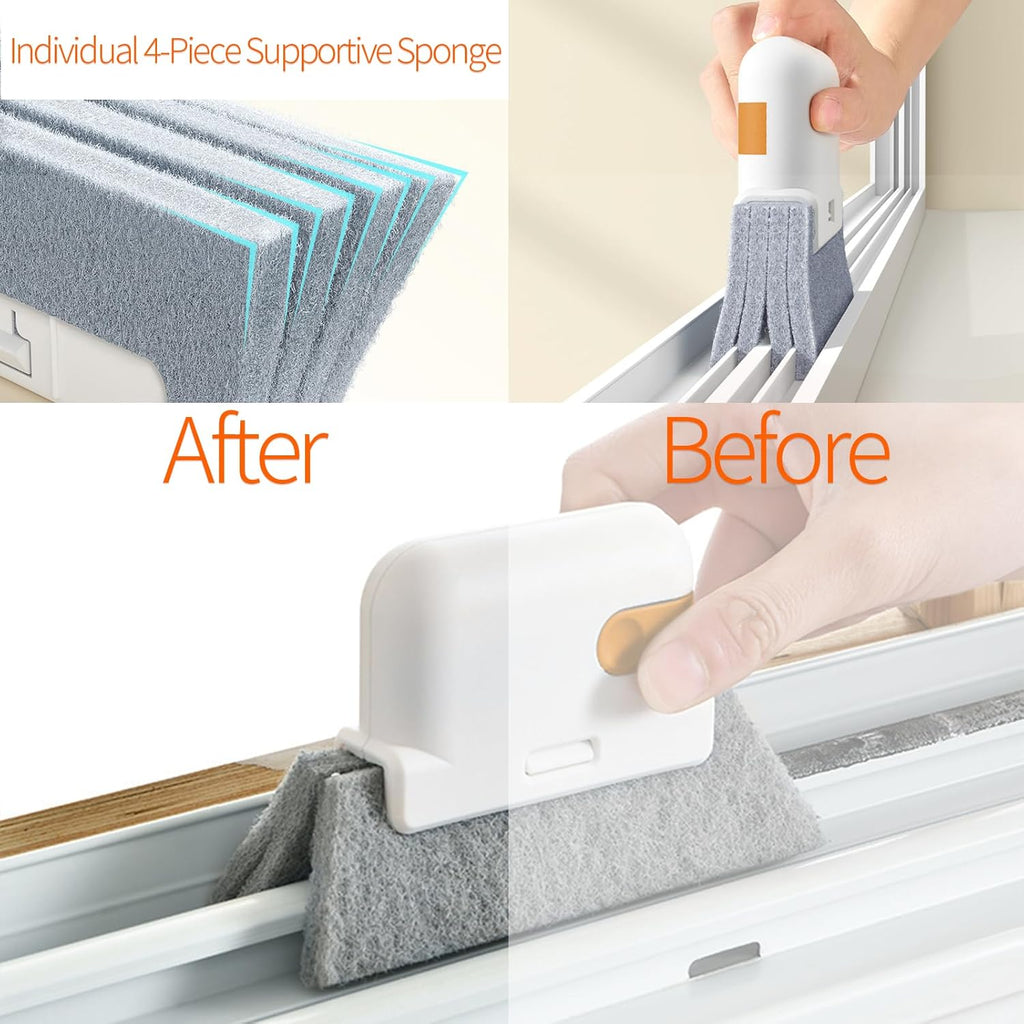 Window Sill Cleaner Tool - 14 Pcs Magic Door Window Track Cleaning Tool Kit | Sliding Door Track Cleaner Groove Crevice Cleaning Brush for Door/Sill/Corners/Sinks/Shutter/Tile/Blinds - view 2