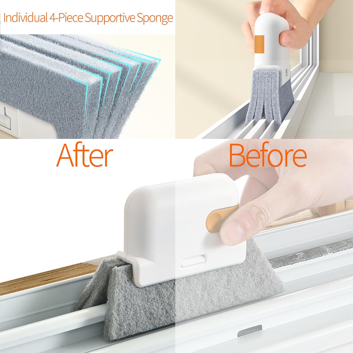Window Sill Cleaner Tool - 14 Pcs Magic Door Window Track Cleaning Tool Kit | Sliding Door Track Cleaner Groove Crevice Cleaning Brush for Door/Sill/Corners/Sinks/Shutter/Tile/Blinds - view 2