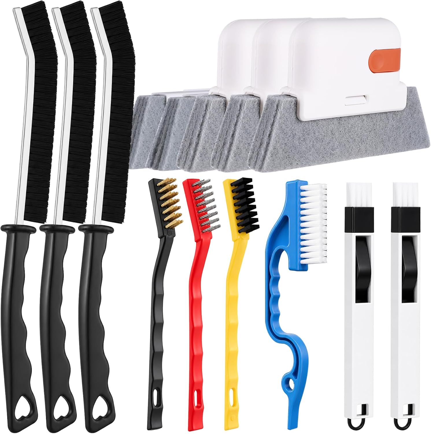 Window Sill Cleaner Tool - 14 Pcs Magic Door Window Track Cleaning Tool Kit | Sliding Door Track Cleaner Groove Crevice Cleaning Brush for Door/Sill/Corners/Sinks/Shutter/Tile/Blinds