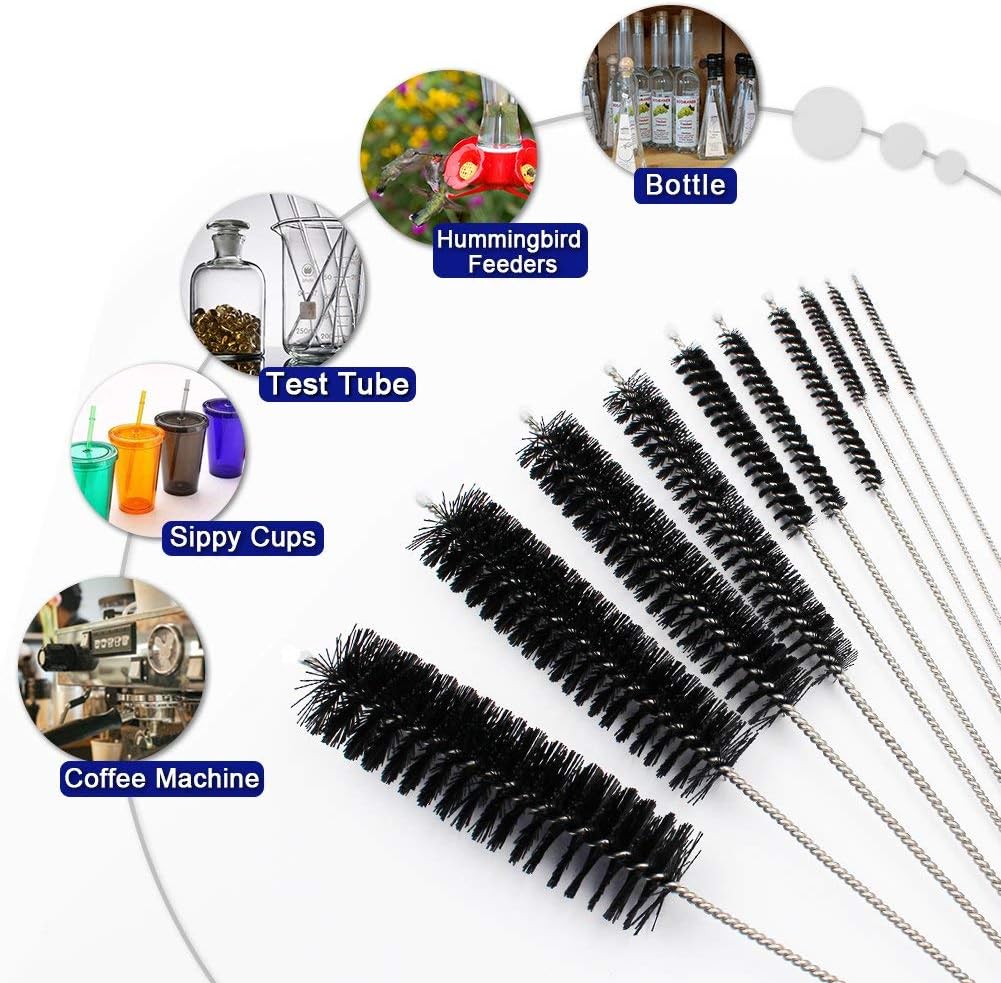 Straw Cleaning Brushes Set, of Super Hard & Medium Hard, 8 Inch | 8 Inch Nylon Tube Brushes, Different Sizes Clean Brush for Bottle, Pipe, Keyboard - view 4