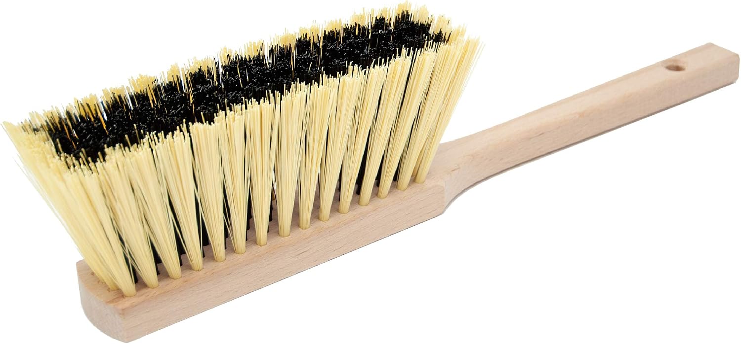 Cleaning Brush, 14.2'' Hand Broom with Medium-Soft Bristles, Wooden Handle, Multi-Purpose Dusting Brush for Home and Professional Use